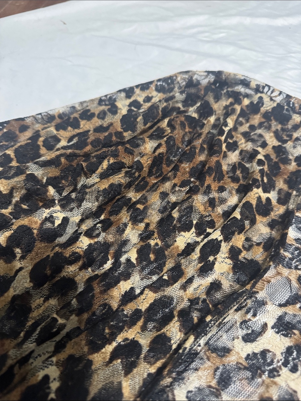 Lucky & Blessed Leopard Print Sheer Mesh Kimono Cardigan High Low Duster Top L - Picture 6 of 6